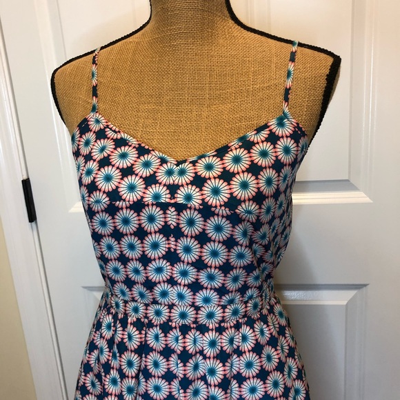 J. Crew Geometric Floral Print Spaghetti strap dress size 4 - Picture 2 of 4